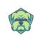 Bulldog head shield mascot vector design illustration