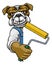Bulldog Painter Decorator Paint Roller Mascot Man