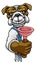 Bulldog Plumber Cartoon Mascot Holding Plunger