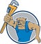 Bulldog Plumber Monkey Wrench Circle Cartoon