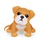 Bulldog puppy cute toy in white and beige color vector