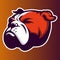 Bulldog red Annimal head logo mascot icon vector