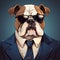 Bulldog In A Suit Stylized Portraiture With Moody Colors