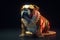 Bulldog wearing gold chain collar. Pet. Illustration, Generative AI