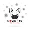 Bulldog wearing a mask to protect against the covid-19 virus. Breathing mask on dog face flat vector icon for apps and websites