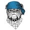 Bulldog Wild animal wearing bandana or kerchief or bandanna Image for Pirate Seaman Sailor Biker Motorcycle