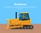 Bulldozer Banner Flat Design Vector Illustration