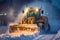 bulldozer clears the city road in the winter season, Generative AI