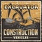 Bulldozer Construction Vehicles Signage Poster Retro Rustic