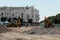 A bulldozer during construction work in the city center