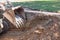 A Bulldozer Digging In Yard For Pool Installation