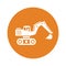 Bulldozer, excavator icon / orange vector