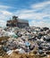 The bulldozer on a garbage dump