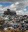 The bulldozer on a garbage dump