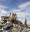 The bulldozer on a garbage dump