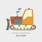 Bulldozer icon. Heavy equipment vehicle on white