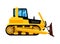 Bulldozer isolated. quarry hydraulic machine for work front end yellow loader builders equipment vehicle vector cartoon