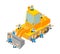 Bulldozer isometric style isolated. Agrimotor 3d model. Tractor vector