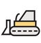 Bulldozer Outline and Filled Isolated vector Icon that can be easily edited or modified