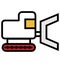 Bulldozer Outline and Filled Isolated vector Icon that can be easily edited or modified