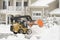 Bulldozer removing snow