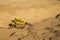 A bulldozer at a reservoir construction sit