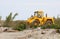 bulldozer on the sand during earthmoving activities on a constru