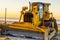 Bulldozer with a scoop, ground mover machine, groundwork industry equipment