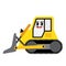 Bulldozer transportation cartoon character side view vector illustration