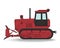 Bulldozer. Vector illustration. Red caterpillar tractor with a