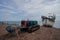 Bulldozers at Hastings fishing boats on the beach at Rock-a-Nore