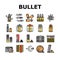 Bullet Ammunition Collection Icons Set Vector