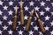 Bullet ammunition on a United states stars and stripes flag