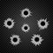 Bullet holes cracks illustration. Criminal gun steel hole. Target shot violence and war concept. Weapon vector hole