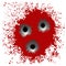 Bullet Holes on Red Blood Splatter Background