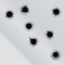 Bullet holes vector. Hole set from bullets of pistol in metal surface