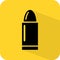 Bullet icon. Ammo sign. .45mm ammunition. Gun shop logo. Lead shell 9mm. Slugs rounds shots. Vector illustration