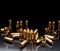 Bullet isolated on black background with reflexion. Rifle bullets close-up on black back. Cartridges for rifle and carbine on a