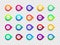 Bullet with number. Icon with point and arrow. List of circles for buttons. Png for infographic from 1 to 20. Set of graphic