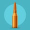 Bullet rifle icon in flat style isolated on blue background. Cartridge weapon ammo cartoon. Vector