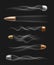 Bullet shot with fire smoke trail flying in fast motion - realistic isolated set