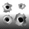 Bullet shot holes on vector transparent background crack icons set