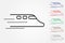 Bullet train with speed icon using single color lines on white background vector for business and industry