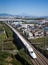 Bullet train Tokaido Shinkansen with view of mountain fuji