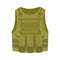 Bulletproof vest military, police protective color khaki. Body armor covers for protection. Vector icon isolated.