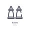 bullets outline icon. isolated line vector illustration from army collection. editable thin stroke bullets icon on white