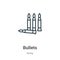 Bullets outline vector icon. Thin line black bullets icon, flat vector simple element illustration from editable army concept