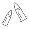 Bullets thin line icon, ammo and caliber, ammunition sign, vector graphics, a linear pattern on a white background.