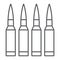 Bullets thin line icon, ammunition and army, caliber sign, vector graphics, a linear pattern on a white background.