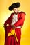 Bullfighter courage red yellow humor spanish color